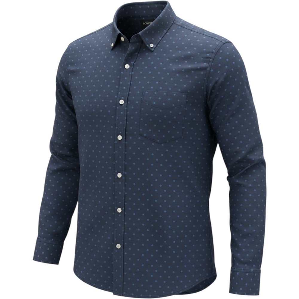 Bonobos Button Down Shirt Large Navy Blue Slim Fit Tonal Dot Long Sleeve